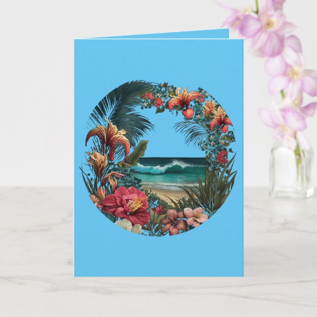 Tropical Beach Flowers Floral Island Paradise Life Card (Orchid)