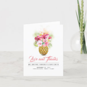Tropical Beach Flowers Pineapple Thank You Card