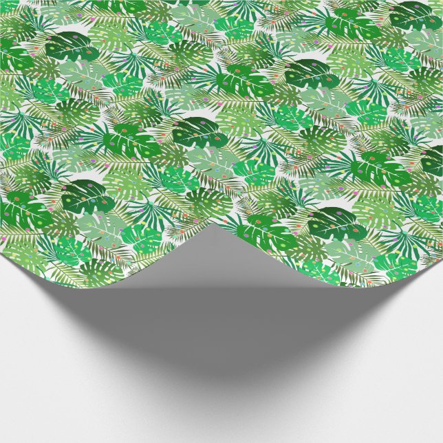 Tropical Beach Foliage Christmas Lights Holiday Wrapping Paper (Corner)