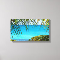 Tropical Beach framed with Palm Fronds