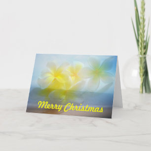 Tropical beach frangipani Merry Christmas Card