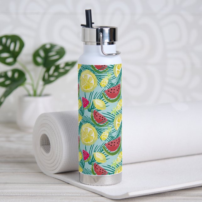 Tropical Beach Fruits Watermelon Lemon Pineapple Water Bottle (Yoga)
