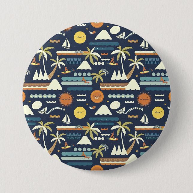Tropical Beach Fun Pattern 7.5 Cm Round Badge (Front)