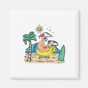 Tropical Beach Funny Santa Xmas Summer Christmas I Magnet