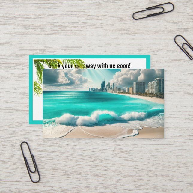 Tropical Beach Getaway Business Card (Front/Back In Situ)
