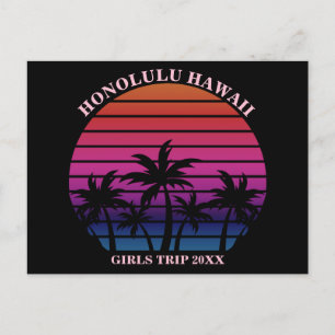 Tropical Beach Girls Trip Pink Black Custom Postcard