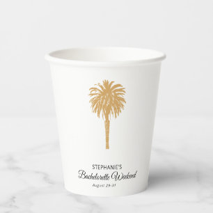 Tropical Beach Gold Palm Destination Bachelorette Paper Cups