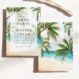 Tropical Beach Graduation Party Invitation