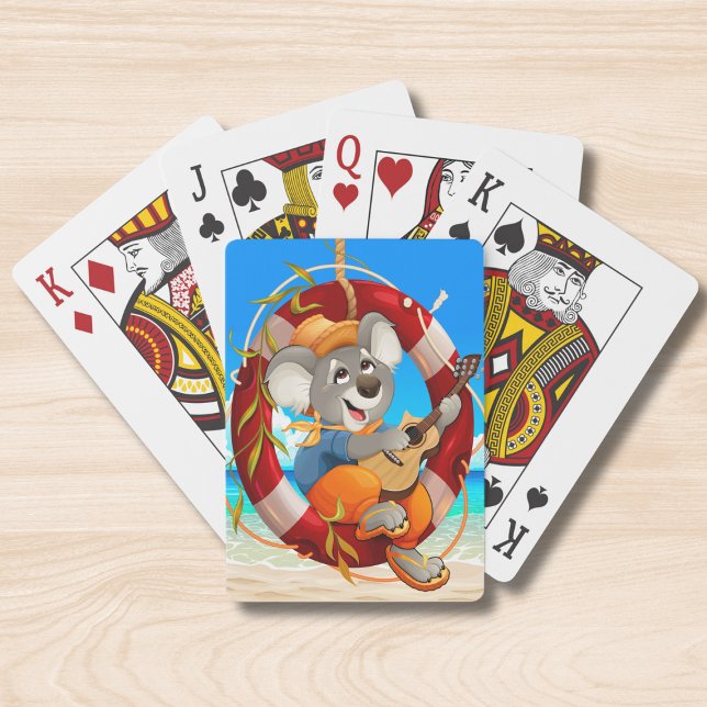 Tropical Beach Guitar Playing Koala Playing Cards (Creator Uploaded)