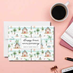 Tropical Beach Happy Home Anniversary Real Estate Postcard