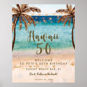 tropical beach hawaii 5 0 welcome sign poster