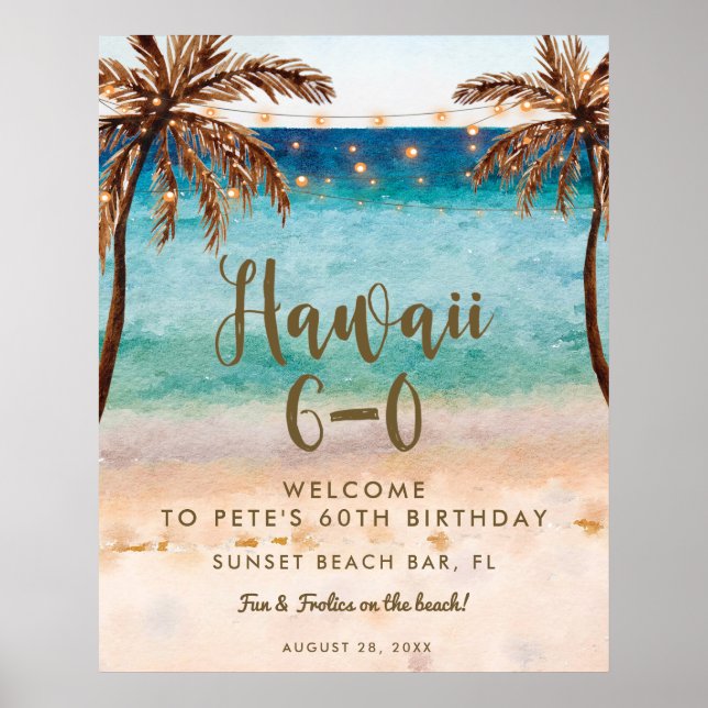 tropical beach hawaii 6 0 welcome sign poster (Front)