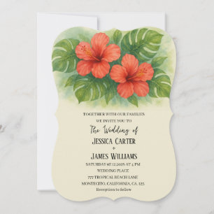 Tropical Beach Hawaiian Hibiscus Wedding Invitation