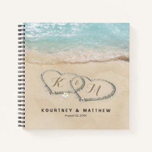 Tropical Beach Heart Shore Wedding Guest Book