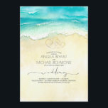 Tropical Beach Heart Watercolor Shore Wedding Invitation<br><div class="desc">Beach destination wedding invitations.</div>