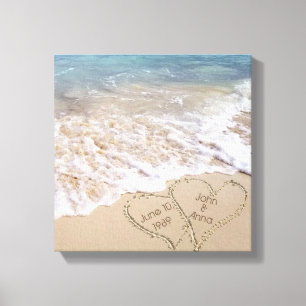 tropical beach hearts turquoise ocean canvas print