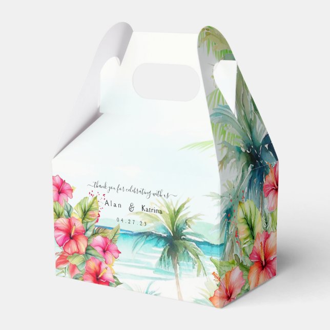Tropical Beach Hibiscus Favour Box (Front Side)