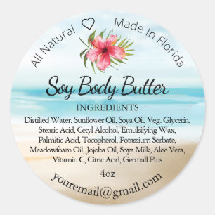 Tropical Beach Hibiscus Round Ingredient Label