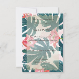 Tropical Beach Hibiskus Palm Leaves Reception Invitation