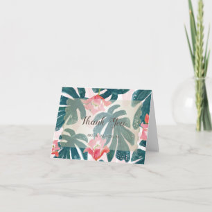 Tropical Beach Hibiskus Palm Leaves Thank You Card