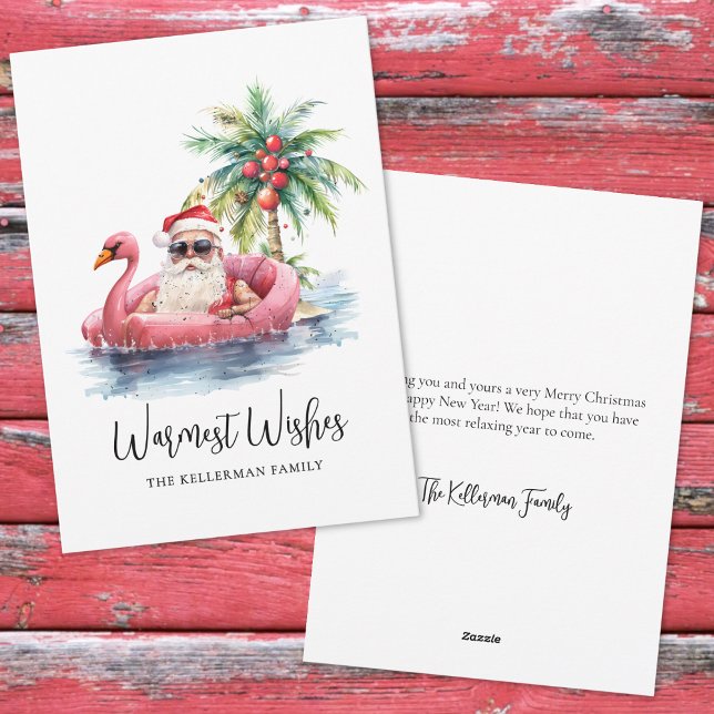 Tropical Beach Holiday Card (Santa Claus Tropical Beach Christmas Holiday Card)