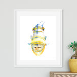 Tropical Beach House Watercolor Art Poster<br><div class="desc">Perfect for adding a splash of color to bedrooms, bathrooms, and living areas in your tropical beach house, this vibrant artwork features a replica of my original hand-painted watercolor queen triggerfish. With its bold and colorful design, it complements any coastal or beach house decor. Explore more ocean-inspired watercolor art, including...</div>