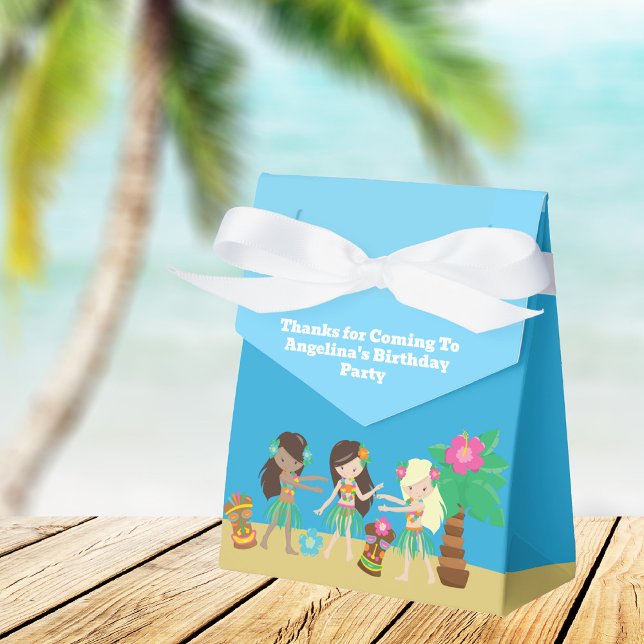 Tropical Beach Hula Dancing Luau Birthday Party Favour Box (Creator Uploaded)