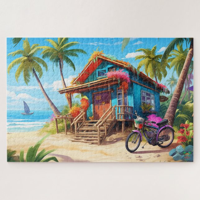 🌅Tropical Beach Hut  Jigsaw Puzzle (Horizontal)