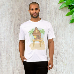 Tropical Beach Hut Surfboards and Palm Trees T-Shirt