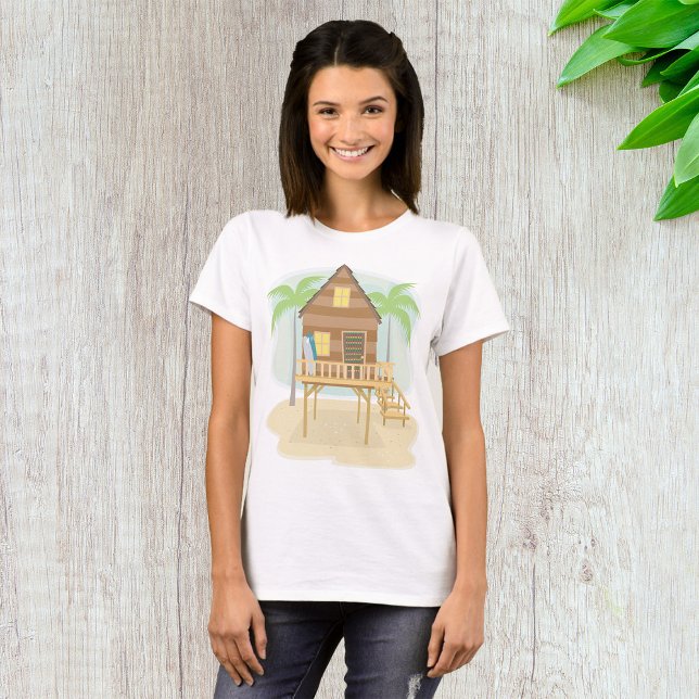 Tropical Beach Hut Surfboards and Palm Trees T-Shirt (Creator Uploaded)