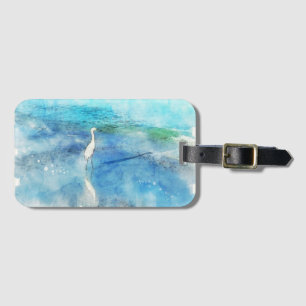 Tropical Beach in Teal Aqua Turquoise Blue Luggage Tag