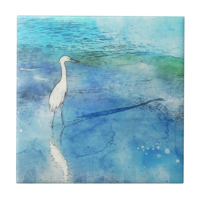 Tropical Beach in Teal Aqua Turquoise Blue Tile (Front)