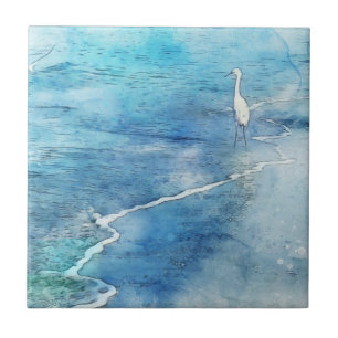 Tropical Beach in Teal Aqua Turquoise Blue Tile