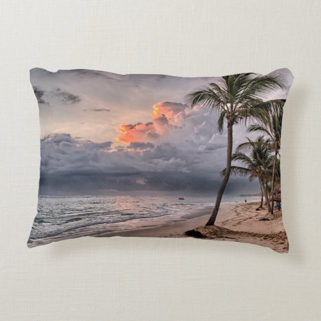 Tropical beach in the Caribbean Decorative Cushion (Back)