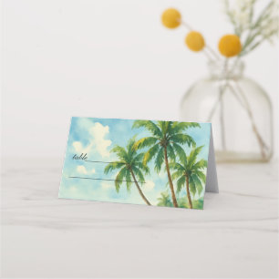 Tropical Beach Island Palm Trees Wedding Place Card