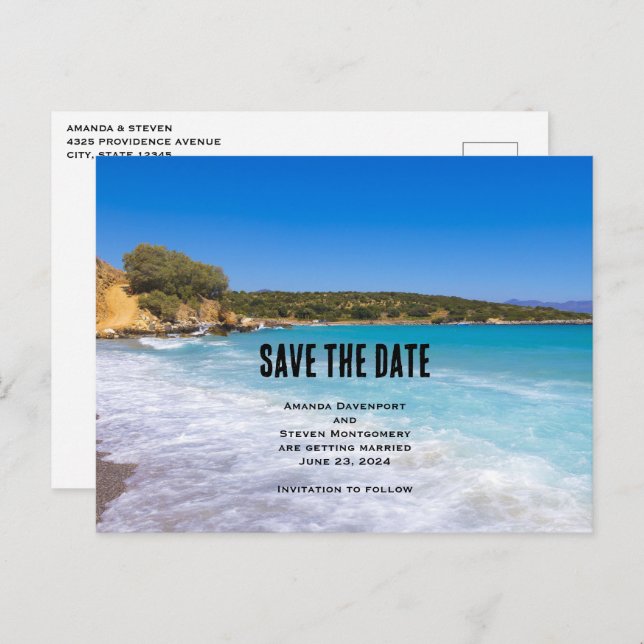 Tropical Beach Island Paradise Save the Date Invitation Postcard (Front/Back)