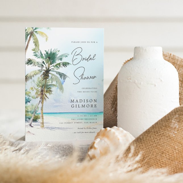Tropical Beach Island Wedding Bridal Shower Invitation (Creator Uploaded)