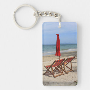 Tropical beach key ring