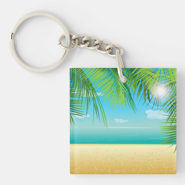 Tropical Beach Key Ring (Front)