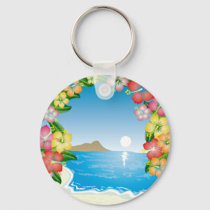Tropical Beach Key Ring