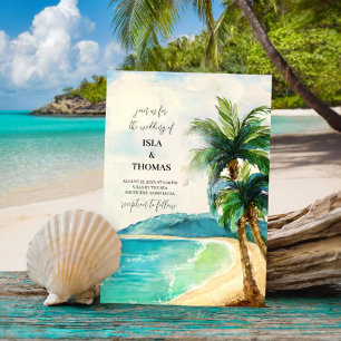 Tropical Beach Lagoon Palm Paradise Wedding Invitation