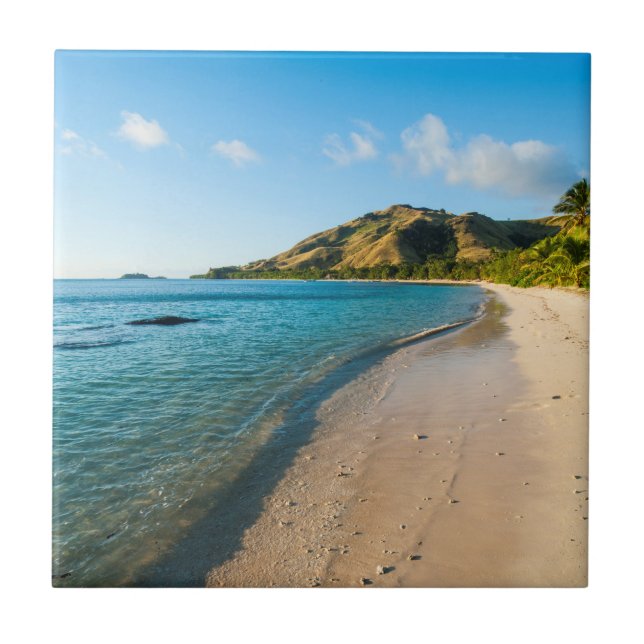 Tropical Beach Landscape, Fiji Tile (Front)