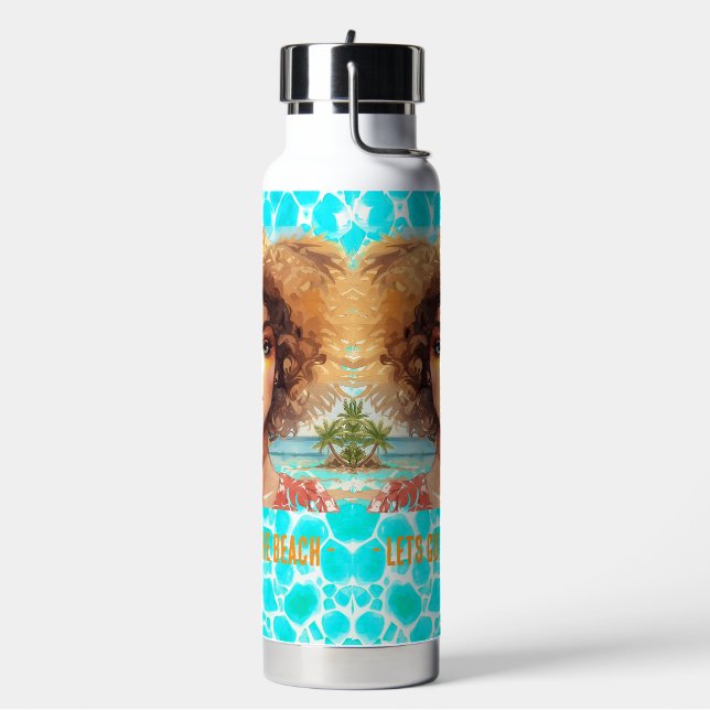 Tropical Beach, Lets Go to The Beach,  Water Bottle (Left)