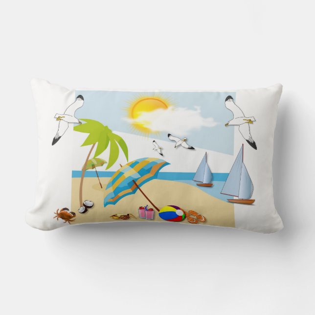Tropical Beach Lumbar Cushion (Front)