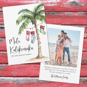 Tropical Beach Mele Kalikimaka Christmas Holiday Card