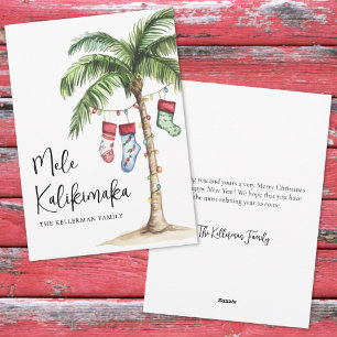 Tropical Beach Mele Kalikimaka Christmas Holiday Card