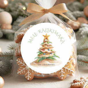 Tropical Beach Mele Kalikimaka Christmas Tree  Classic Round Sticker