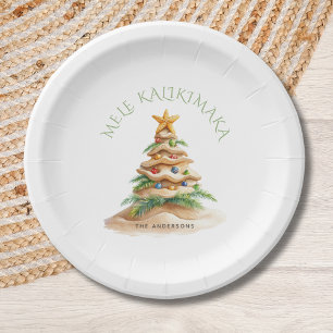 Tropical Beach Mele Kalikimaka Christmas Tree  Paper Plate