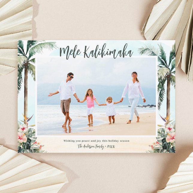 Tropical Beach Mele Kalikimaka Photo Christmas Holiday Card (Creator Uploaded)