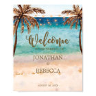 tropical beach modern wedding welcome sign poster